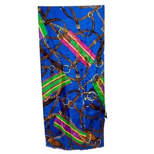 100 Silk Lauren Ralph Lauren Equestrian Scarf 12" x 53" Bridles Saddles Chains