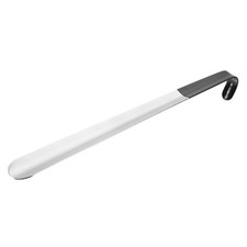 17in Shoe Horn, Metal Plastic Curved Handle Shoe Helper, Silver Tone
