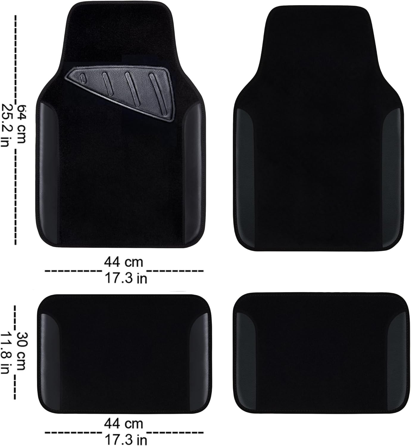 Universal Waterproof Car Floor Mats, Imitation Leather Carpet Mats, (All Black)