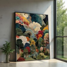 Abstract Swirl Forest   Colorful Trees Landscape Wall Art