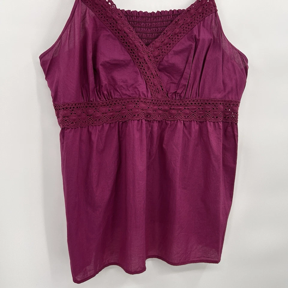 Top Babydoll Vintage Moda Bug Mujer Y2K Detalle Crochet Talla 24W Púrpura Boho Foto 3 de 4