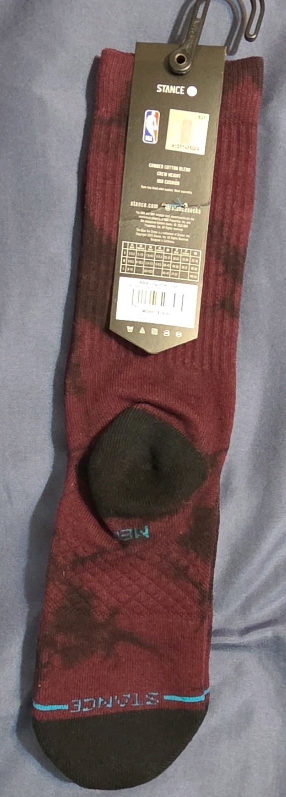 $14.99 Stance NBA Logoman Dye Crew Socks Size M Maroon/Black Officially Licensed view 3
