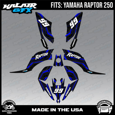 Graphics Kit for Yamaha ATV RAPTOR 250 (All Years) Electron - BLUE