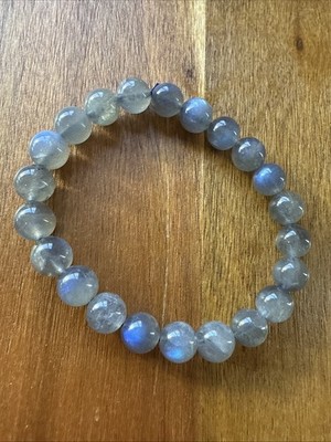 Natürliches graues Mondstein blaues Licht 8 mm Perlenarmband 純天然藍月光石手串 für kleine Hand