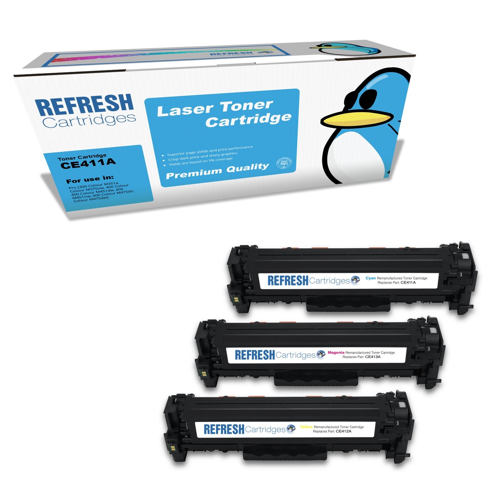 Refresh Cartridges 3 Colour Value Pack 305A Toner Compatible With HP Printers
