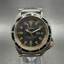 Armitron Pro All Sport Dive Watch Men 37mm Black Dial Two Tone Daydate New Batt