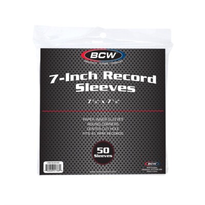 50 Pack BCW White Paper 45RPM Record Single Inner Sleeves 7 Inch Rounded Corners