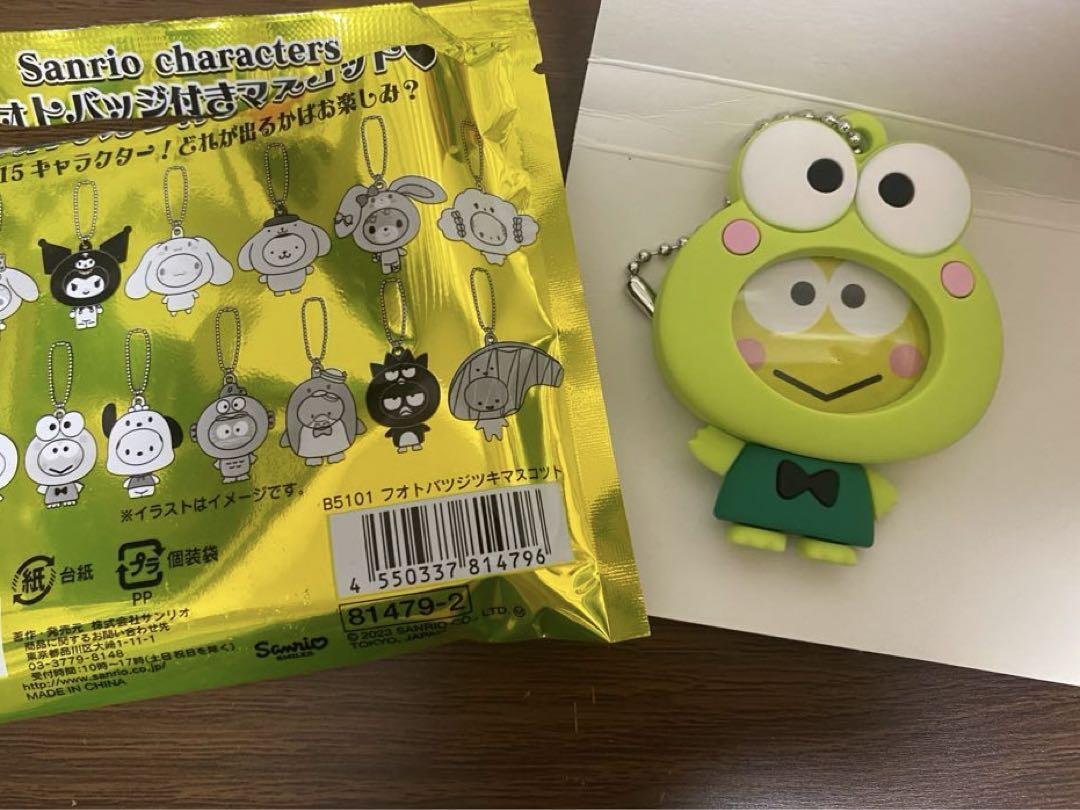 Sanrio Keroppi Photo Badge Mascot Plush Toy - Used No Visible Flaws