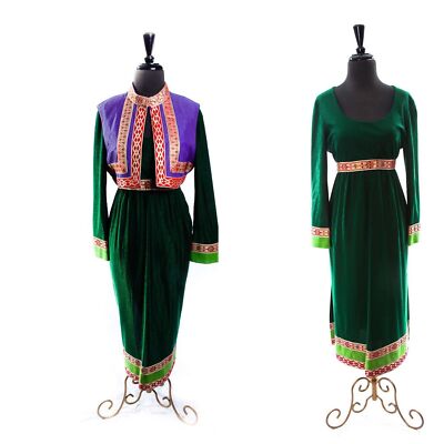 Evening Dress With Jacket Saks Fifth Avenue Empire Waist Green & Purple L  Vtg | eBay