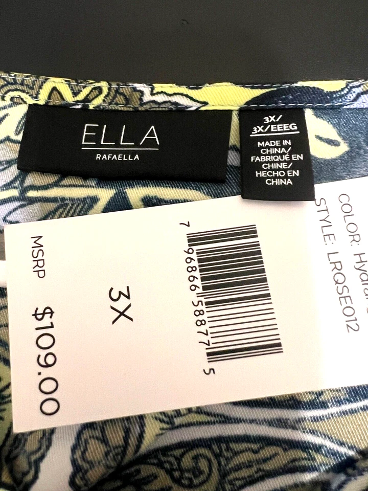 VESTIDO FEMININO ELLA Rafaella 3x boho chique azul verde pasley maxi conforto NOVO $109 - Imagem 2 de 4