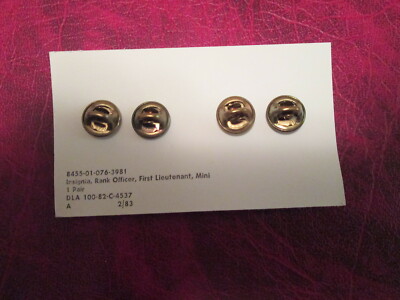 Authentic Pair Of 1st LT Lieutenant Black Bars Rank Insignia Pin Full Size - Foto 9