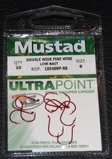 10 Pack Mustad Red 10548NPRB-06 Double Wide KVD Drop Shot Hooks Size 6