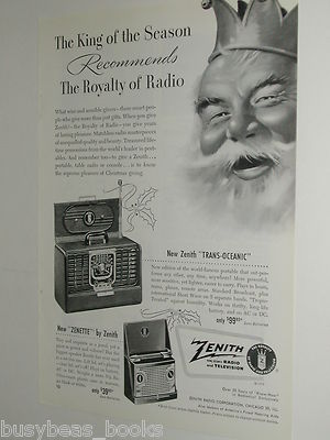 1949 ZENITH RADIO advertisement, Zenith Trans-Oceanic & Zenette Radios