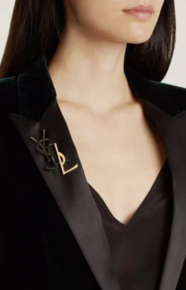 Saint Laurent Deconstructed Opyum YSL Logo Brooch