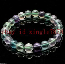 Natural 6/8/10/12mm Multicolor Fluorite Round Gemstone Stretch Bracelet 7.5''