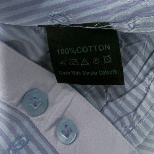 Stone Rose Shirt Mens 6 Blue Purple 2XL Flip Cuff Button Stripe Paisley - Picture 8 of 10