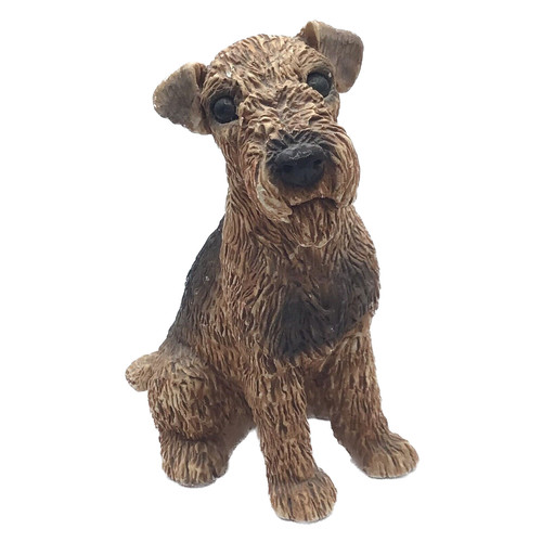 1987 Vintage Airedale Terrier Dog UDC Signed JA Sitting Figurine Decor