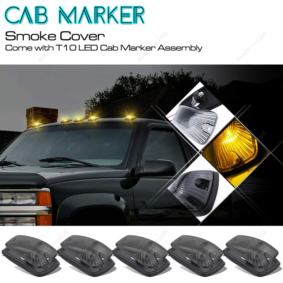 Kit de 5 luces de circulación de techo marcador cabina ámbar para Chevy GMC C1500 C2500 C3500 Foto 2 de 4