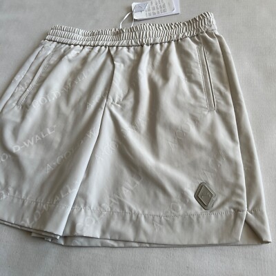 $250 Italy A COLD WALL Men's Ivory Metal-Plaque Logo Shorts 46-IT 30-W Small