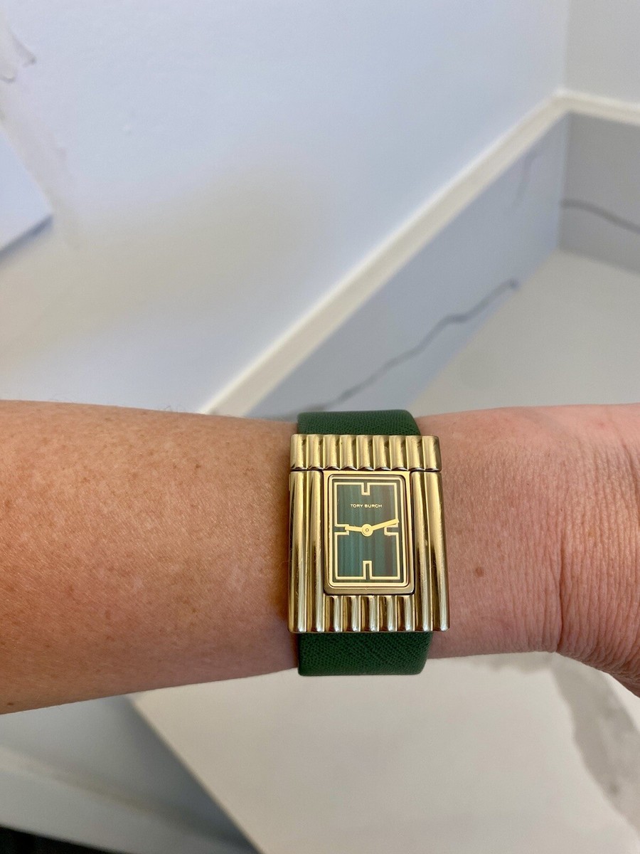 Tory Burch Watch w/Genuine Green Leather Band And Gold  display picture 2