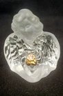 FENTON Crystal Clear Angel w/February Amethst Birthstone Frosted Glass Head EUC