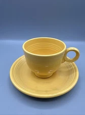 Vintage Fiesta Yellow Coffee Tea Cup Saucer Set O-Ring Fiestaware Mid Century