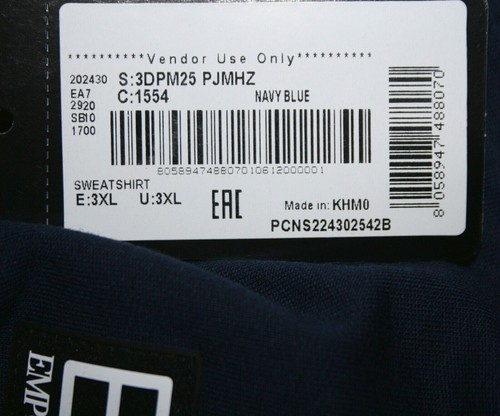 Sudadera con capucha EA7 azul marino de Emporio Armani talla XXXL (3XL) - Imagen 4 de 4