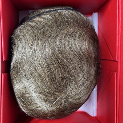 Mens Toupee Human Hairpiece Ultra Thin Skin V-Loop  . Base size 8 -10 . 5-6  Lon