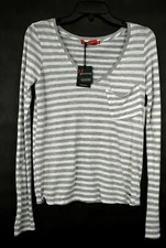 N:Philanthropy Womens Heathered Cypress Striped Long Sleeve V-Neck T-Shirt XS