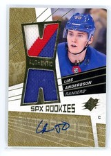 2018-19 SPx 08-09 Retro Rookies Auto Patch #08A-LA Lias Andersson #18/25 RC AUTO