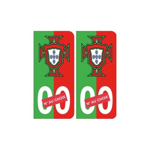 Pack 4 Autocollants Plaques Portugal FPF – Personnalisés Département, Vinyle HD Anti-UV, 45x100 Mm, Made In France