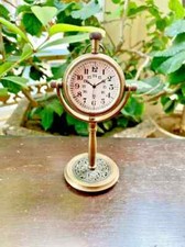 Clock Beautiful Nautical Brass Desk Antique Table Vintage Brass Clock