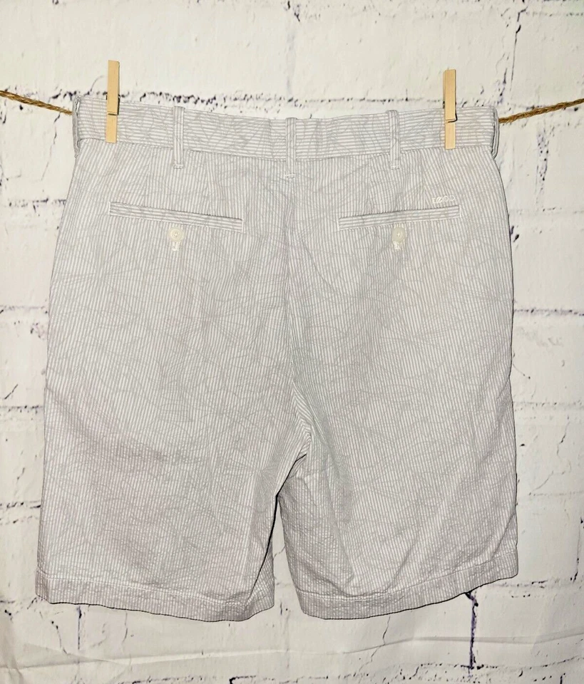 Pantalones Cortos Izod Para Hombre Azul Blanco Floral Rayas Seersucker Talla 32 Bolsillos Entrepierna 9" Foto 4 de 4