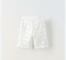 ZARA GIRLS FLORAL WHITE SEQUINS BERMUDA SHORTS SZ. 6