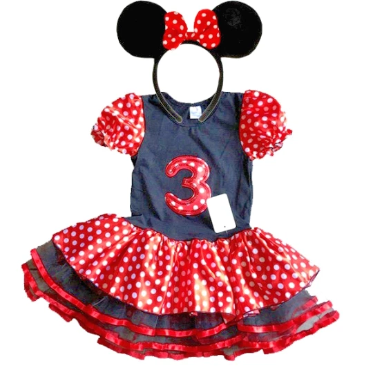 Minnie Mouse Tutu Dress Red Birthday Dress 3 Years Old FREE Headband Girl Baby |