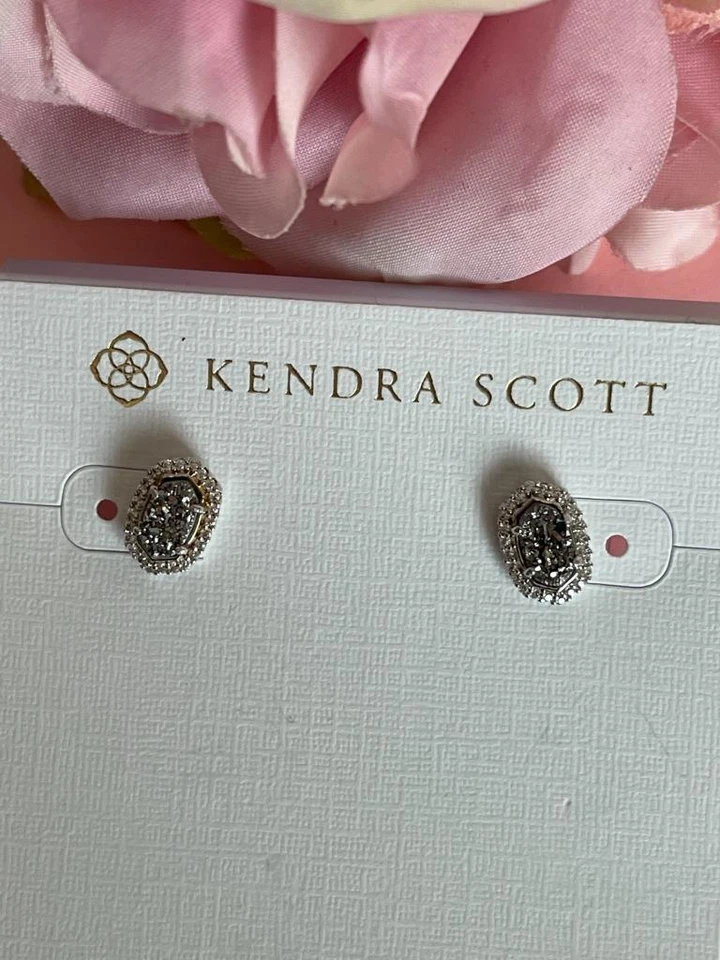 Mini aretes Kendra Scott Cade platino drusos enchapados en platino $75 nuevos con etiquetas Foto 3 de 4