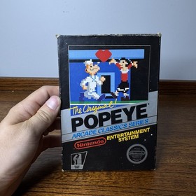 Popeye Nintendo Entertainment System 5 Screw Complete Black Box Hangtab CIB NES