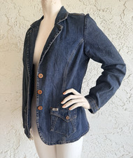 LEVI'S Denim Jean Blazer Jacket Blue Long Sleeve Womens Large