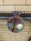 Vintage Murano Art Glass Campanella Millefiori Perfume Bottle/Bud Vase Foil Labe