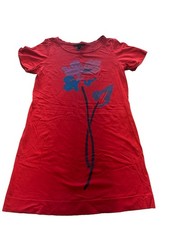 Marc By Marc Jacobs Vintage 100% Cotton Small Tshirt Dress Red Flower Minimalist