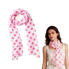 LIXNRECE CozofLuv 71 Inches Long Polka Dot Scarf 50s Costumes Long, Pink Dots