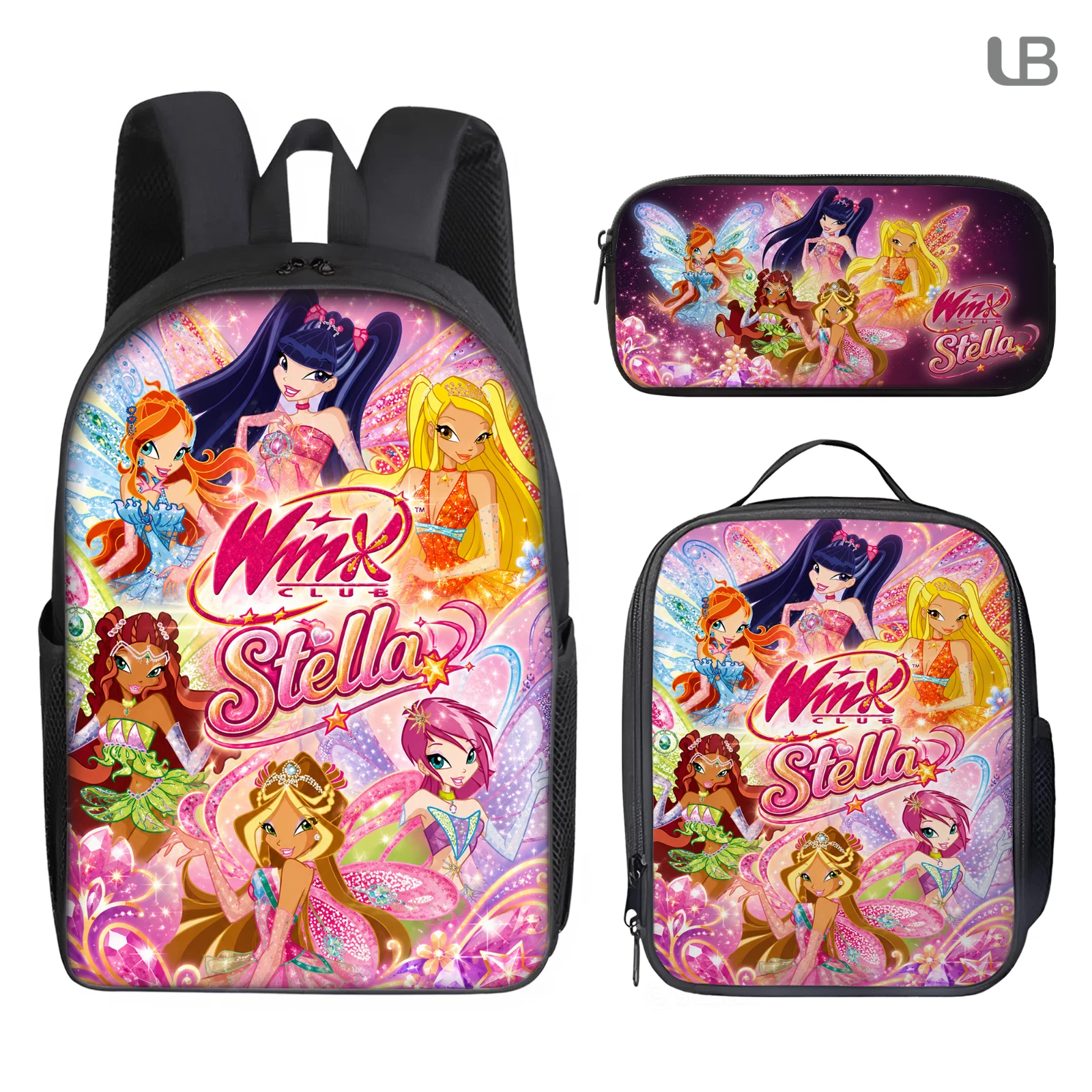Custom Winx Club Backpack Set, Girls School Bag, Lunch Bag & Pencil Case, Cartoo