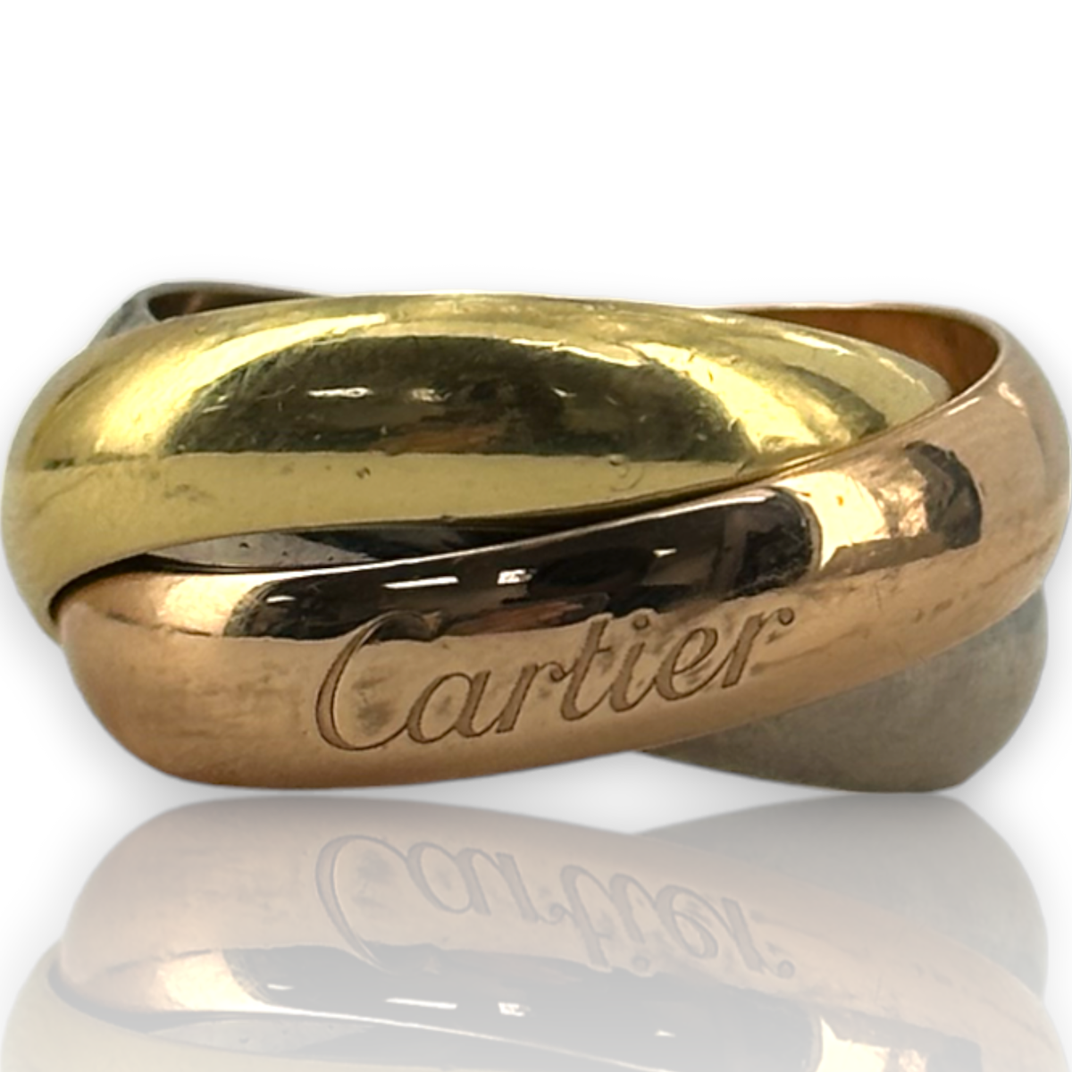 Cartier 18kt 750 Tri Color Vintage Trinity Rolling Band Ring