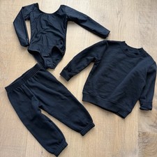 Leveret Black Gymnastics / Dance Outfit - Leotard, Sweatshirt  Joggers - 2-3Y