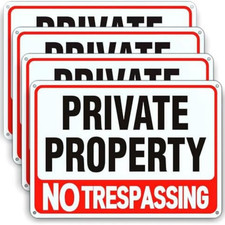 4 Pack Large No Trespassing Signs Private Property, 8X12 Inch Rust Free Aluminum