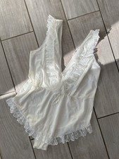 Vintage Avon Teddy 70s 80s Victorian Laced Lined Lingerie Medium White