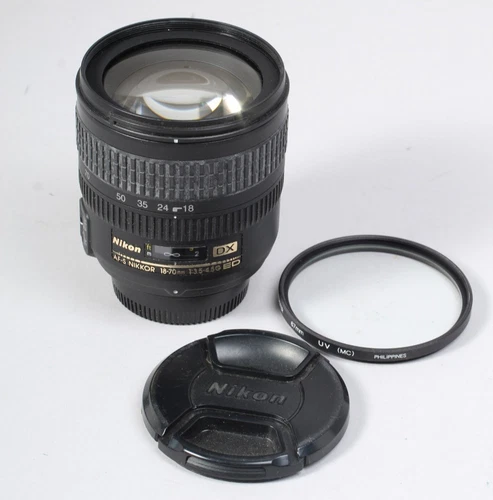 NIKON AF-S NIKKOR 18-70MM F/3.5-4.5G DX ED SWM LENS WITH CAPS CLEAN GLASS WORKS