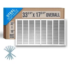 Handua 32x16 Duct Opening Steel Return Air Grille Vent Cover Grill White 17.75"H