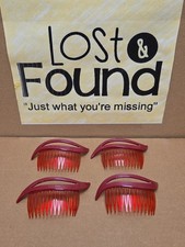 Lot 4 Burgundy Vtg 1990's Hair Cincher Clip Banana Comb Made In USA SEE PICS