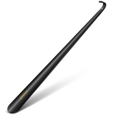 ZOMAKE Extra Long Shoe Horn for Seniors Men,Metal Shoehorn extra long, Black
